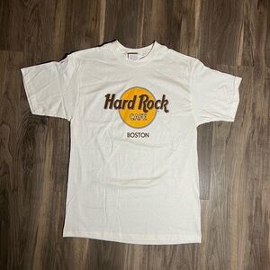 Vintage 90s Hard Rock Cafe White Single Stitch Boston T-Shirt Men’s Large USA